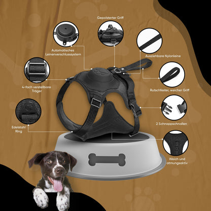 PfotenLove 2-in-1 Hundegeschirr mit integrierter Leine