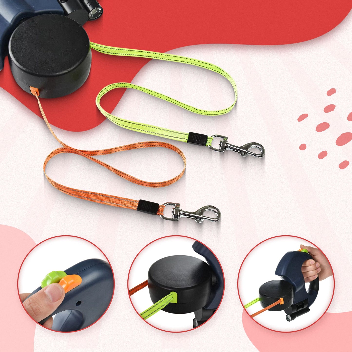 PfotenLove 3-in-1 Hundeleine mit LED-Licht & Kotbeutelspender