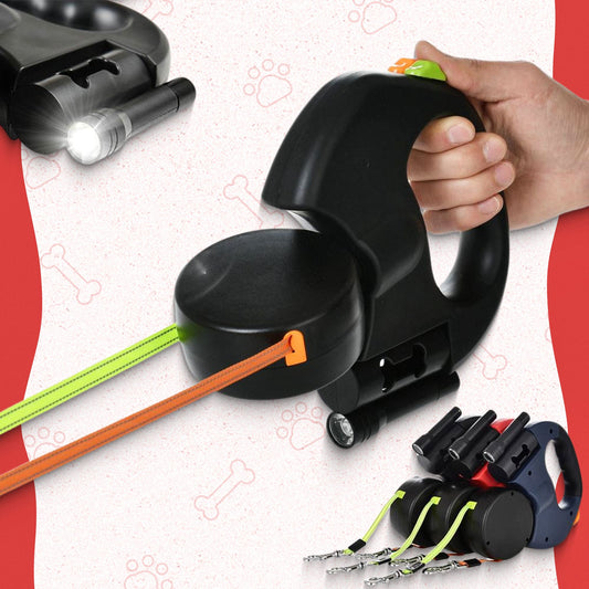 PfotenLove 3-in-1 Hundeleine mit LED-Licht & Kotbeutelspender